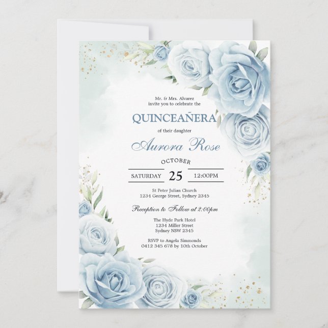 Convite Modern Rustic Quinceanera Invitation (Frente)