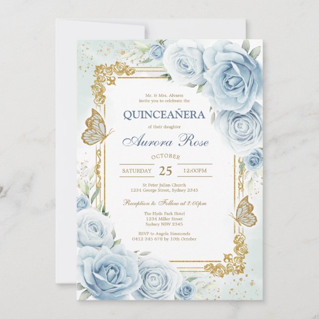 Convite Modern Rustic Quinceanera Invitation (Frente)