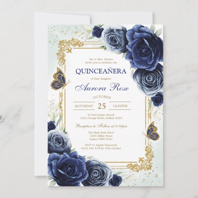 Convite Modern Rustic Quinceanera Invitation (Frente)