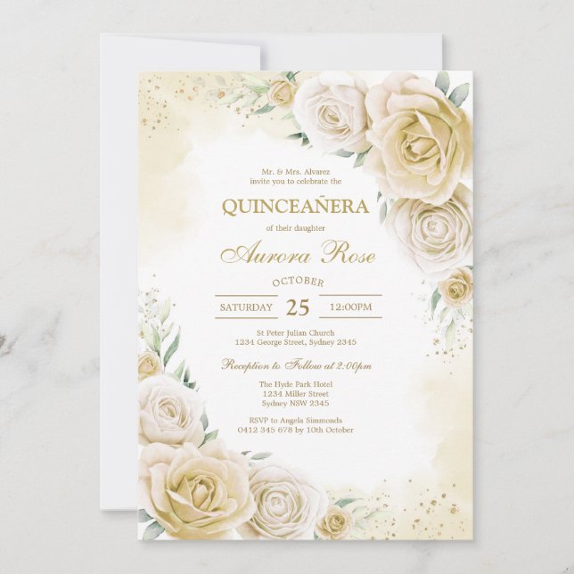 Convite Modern Rustic Quinceanera Invitation (Frente)