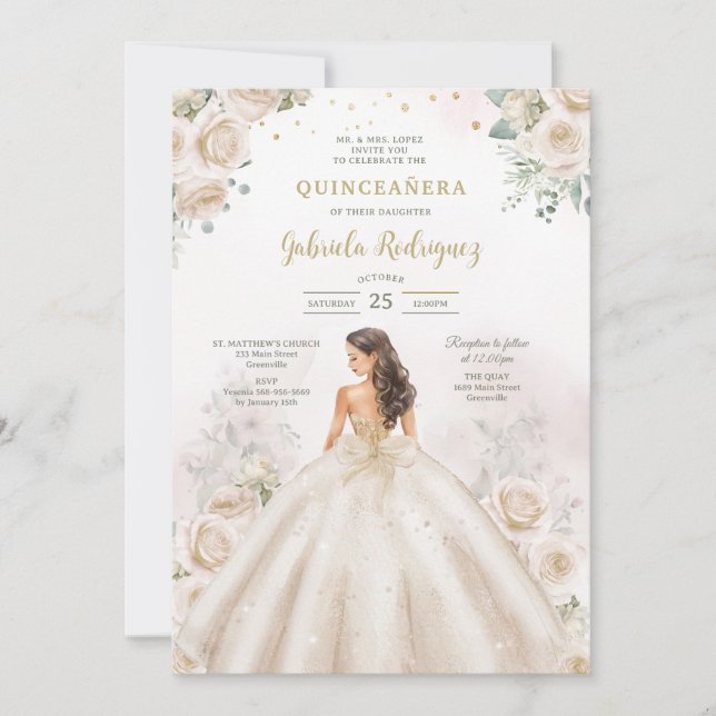 Convite Modern Rustic Quinceanera Invitation (Frente)