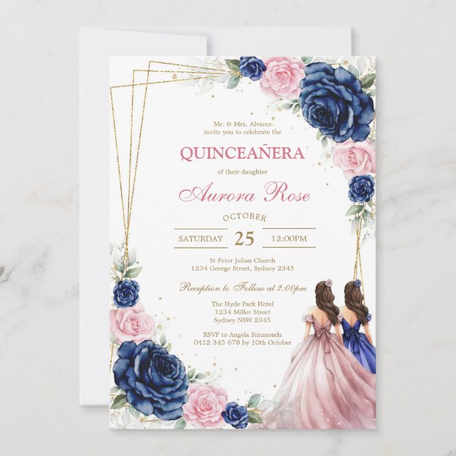 Convite Modern Rustic Quinceanera Invitation (Frente)