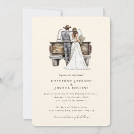 Convite Modern Rustic Western Photo Wedding Invitation 