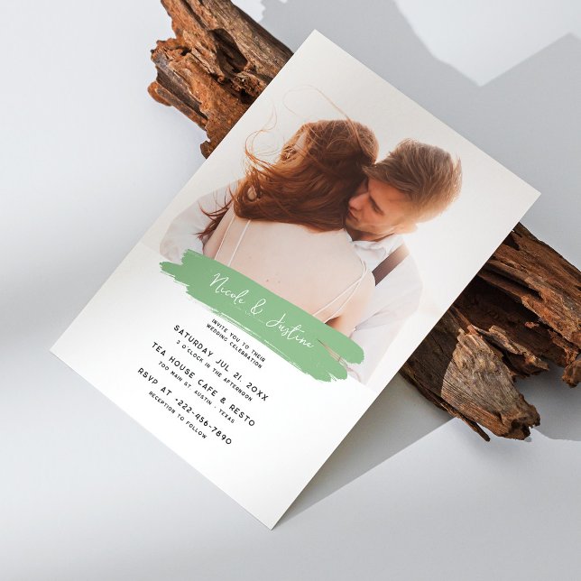 Convite Modern Sage & Brushaft: Casamento Personalizado (Modern Sage & Brushstroke: Personalized Wedding Invitation)