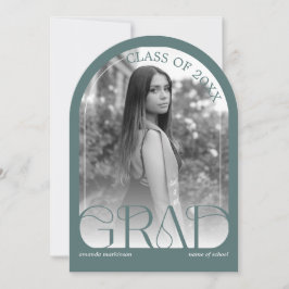 Convite Modern Sage Green Arch Photo Graduation Party