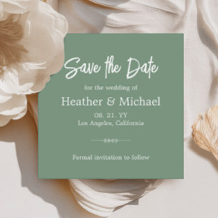Convite Modern Sage Green Salva A Data QR Wedding