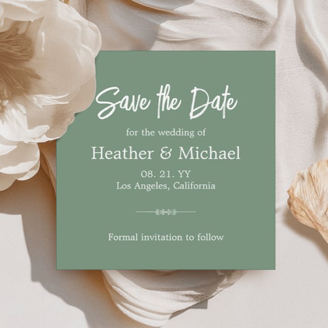 Convite Modern Sage Green Salva A Data QR Wedding (Simplify your RSVP with our QR code save-the-date, adding an unforgettable touch to your special day)