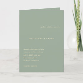 Convite Modern Sage Green Simple Wedding