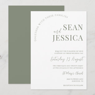Convite Modern Sage & White Wedding