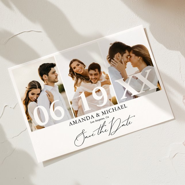 Convite Modern Salve o casamento de fotos de data (Cherish the moment and announce your day with our captivating photo Save the Date invitation.
)