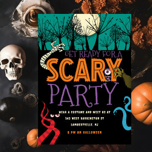 Convite Modern Scary Spooky Festa de Costume de Halloween