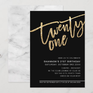 Convite MODERN SCRIPT 21 rua dourado preto
