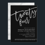 Convite MODERN SCRIPT 24.º aniversário brilho prateado pre<br><div class="desc">por kat massard >> https://linktr.ee/simplysweetpaperie <<<< Uma tendência, design de convite com letra de mão para o seu 24º ANIVERSÁRIO - Tenho a maioria das idades disponíveis na DICA da loja: 1. Para alterar/mover gráficos e fontes e adicionar mais texto - pressione o botão "personalizar". - - - - -...</div>