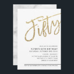 Convite MODERN SCRIPT 50.º aniversário cinquenta brilho de<br><div class="desc">por kat massard >> https://linktr.ee/simplysweetpaperie <<<< Uma tendência, design de convite com letra de mão para o seu 50º ANIVERSÁRIO - Tenho a maioria das idades disponíveis na DICA da loja: 1. Para alterar/mover gráficos e fontes e adicionar mais texto - pressione o botão "personalizar". - - - - -...</div>