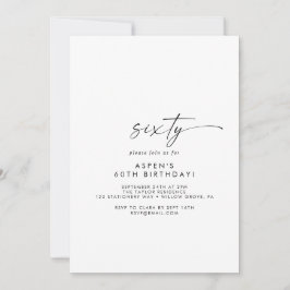 Convite Modern Script 60th Birthday Party Invitation