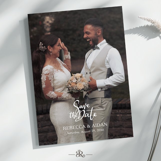 Convite Modern Script All in One Photo Wedding Invitation (Criador carregado)