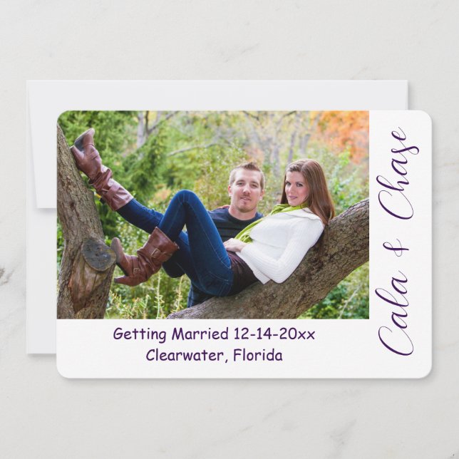 Convite Modern Script & Asymmetrical Photo Save the Date (Frente)