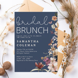 Convite Modern Script Boho Wildfolwer Chá de panela Brunch