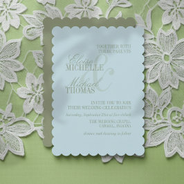 Convite Modern Script Citrus Blue Formal Wedding