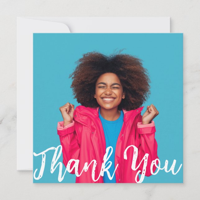 Convite Modern Script Custom Photo Graduation Thank You  I (Frente)