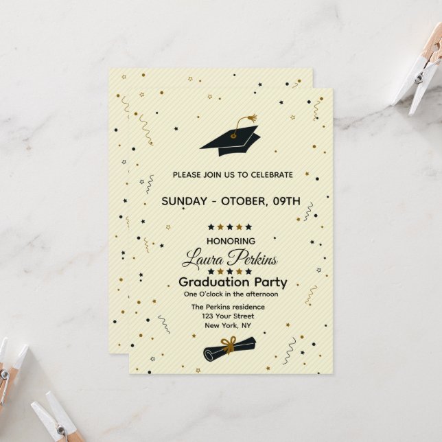 Convite Modern Script Graduate Invitation (Frente/Verso In Situ)