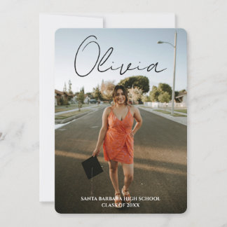 Convite Modern Script Photo Collage Graduation Party