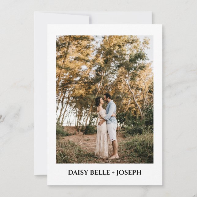 Convite Modern Script Photo Wedding Save The Date (Frente)