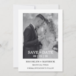 Convite Modern Script Photo Wedding Save The Date