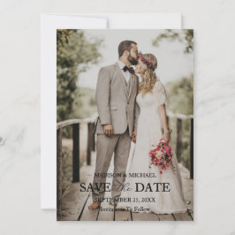 Convite Modern Script Photo Wedding Save The Date