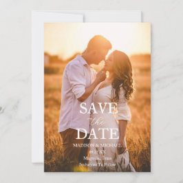Convite Modern Script Photo Wedding Save The Date