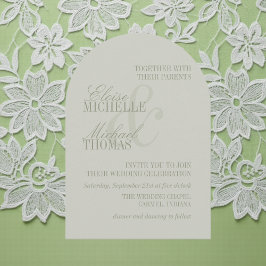 Convite Modern Script Sage Green Formal Arch Wedding