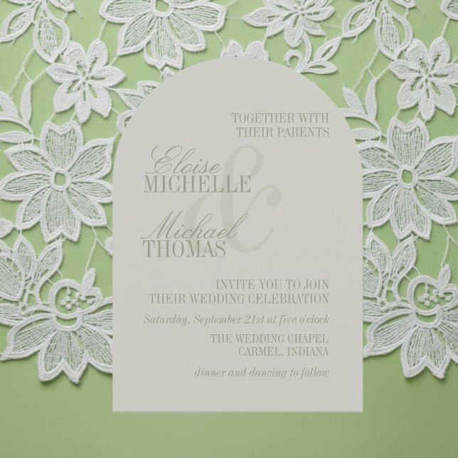 Convite Modern Script Sage Green Formal Arch Wedding  (Modern Script Sage Green Formal Arch Wedding Invitation
)