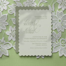 Convite Modern Script Sage Green Formal Wedding