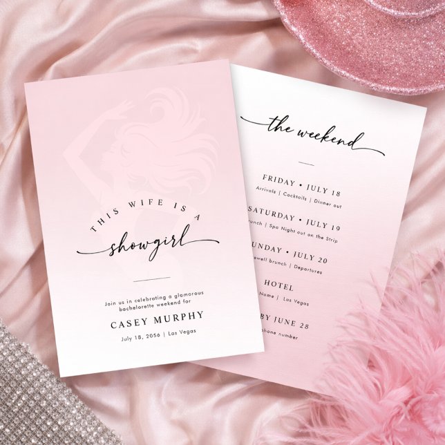 Convite Modern Script Showgirl Blush Bachelorette Weekend  (Criador carregado)