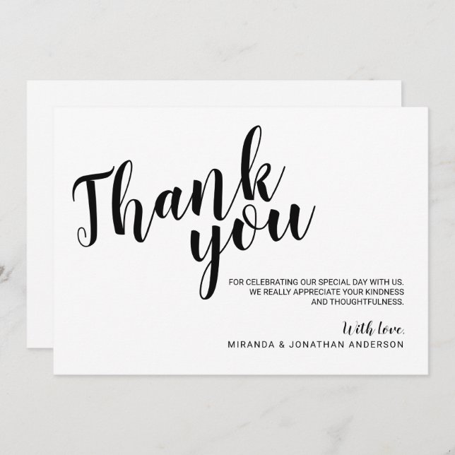 Convite Modern Script Wedding Obrigado (Frente/Verso)