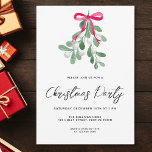 Convite Modern Script Winter Mistletodo Festa de Natal<br><div class="desc">Convide familiares e amigos para a sua festa de Natal com este convite festivo moderno e simples. É decorada com loira verde-aquarela,  bagas brancas e tipografia de na moda. Facilmente personalizável. Original Watercolor © Michele Davies.</div>