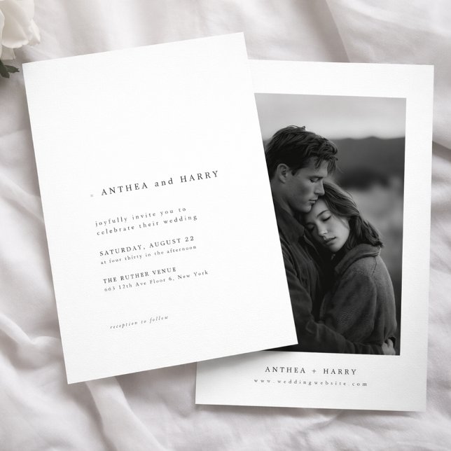 Convite Modern Serif Typography Black and White Wedding (Criador carregado)