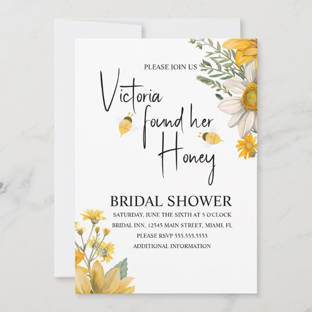 Convite Modern She’s Found Her Honey Bee Bridal Shower (Frente)