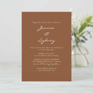 Convite Modern Sienna Brown Script Casamento Tudo Em Um RS