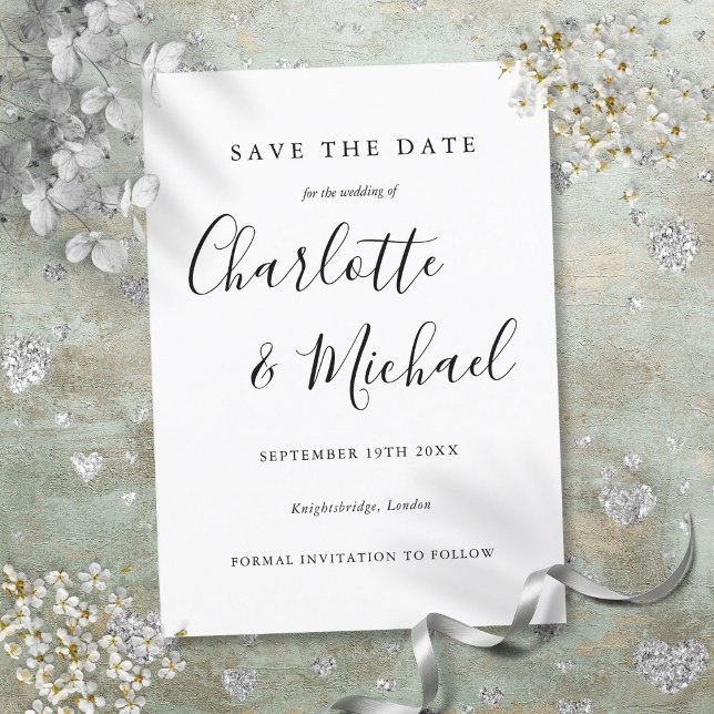 Convite Modern Signature Wedding Save the Date (Modern Signature Wedding Save the Date Invitation)