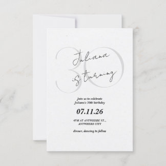 Convite Modern, Simple 30th Birthday Invitation