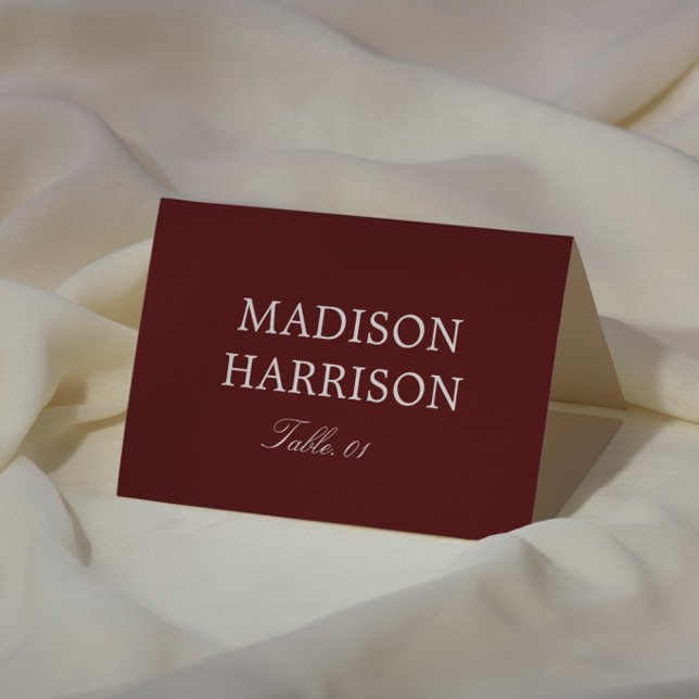 Convite Modern Simple Burgundy Wedding Place Card DIY (Criador carregado)