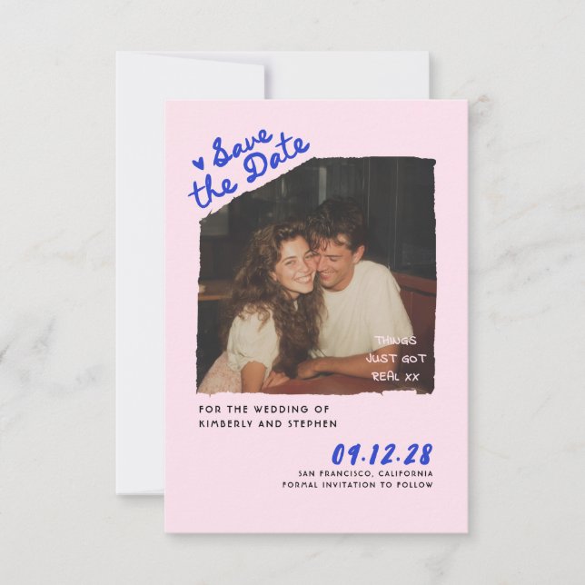 Convite Modern Simple Fun Handwritten Save The Date Photo (Frente)