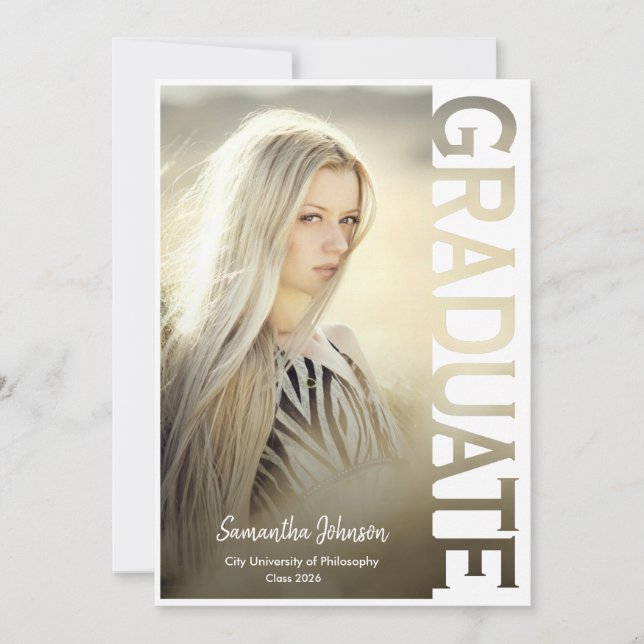 Convite Modern Simple Photo Graduation Announcement (Frente)