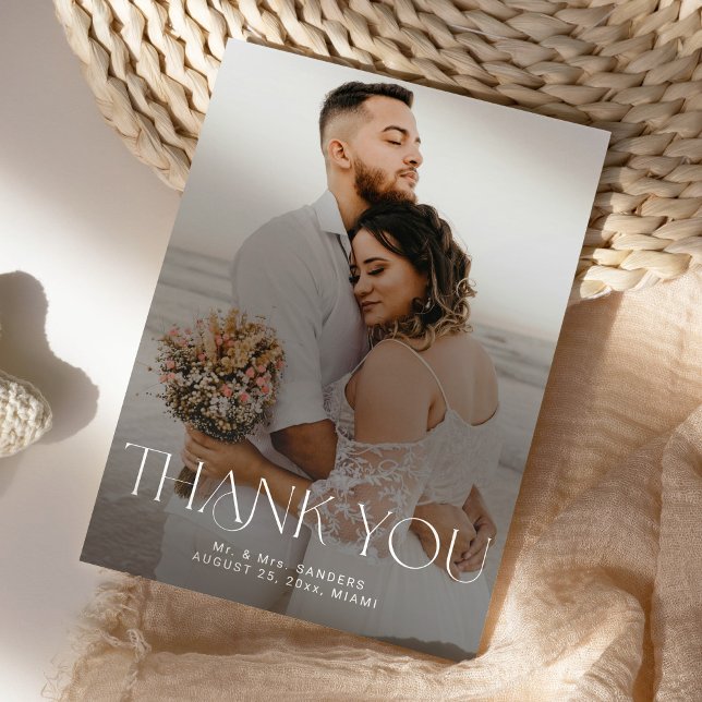 Convite Modern simple photo wedding DIGITAL thank you card (Criador carregado)