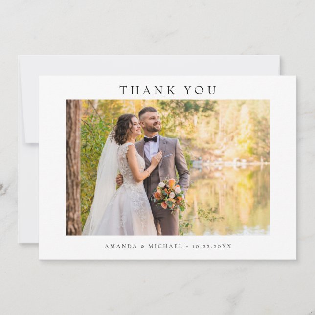 Convite Modern Simple Photo Wedding W Note Landscape (Frente)