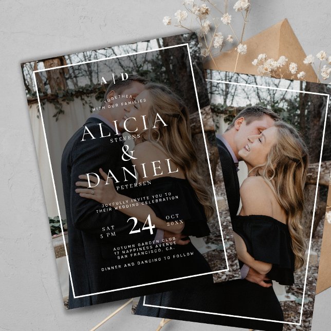 Convite Modern simple typography 2 photo wedding (Criador carregado)