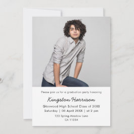 Convite Modern Single Photo Boy Graduation Invitation