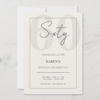 Convite Modern Sixty 60th Birthday Celebration 