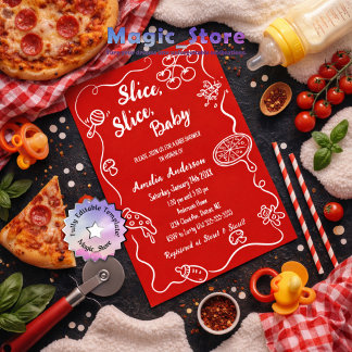 Convite Modern Slice Slice Baby Red Baby Shower